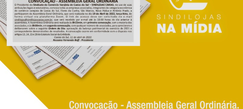 CONVOCAÇÃO |  ASSEMBLEIA GERAL ORDINÁRIA