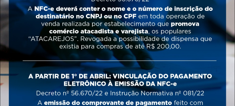 NOVAS OBRIGAÇÕES À NOTA FISCAL DO CONSUMIDOR ENTRARAM EM VIGOR EM 2023