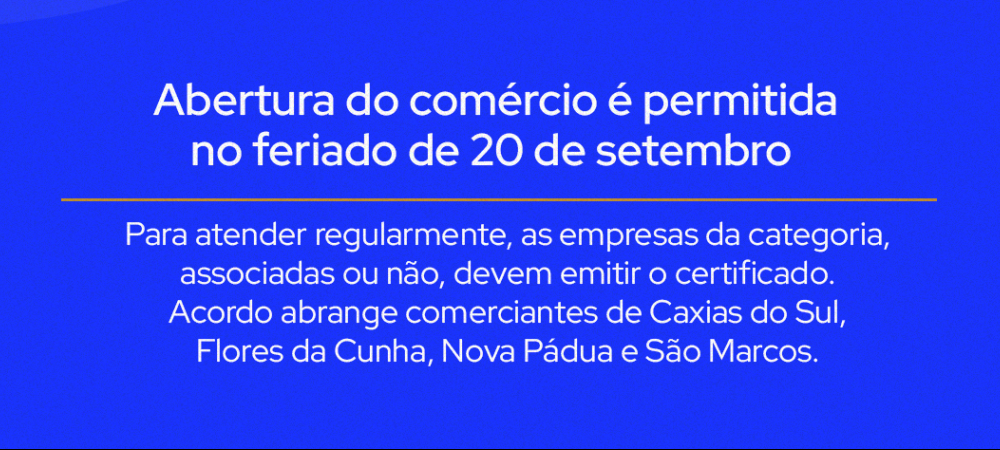 Abertura do comércio é permitida no feriado de 20 de setembro