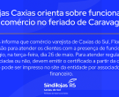 O Sindilojas Caxias orienta sobre funcionamento do comércio no feriado de Caravaggio