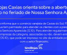 Sindilojas Caxias orienta sobre a abertura do comércio no feriado de Nossa Senhora Aparecida
