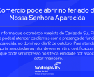 Comércio pode abrir no feriado de Nossa Senhora Aparecida